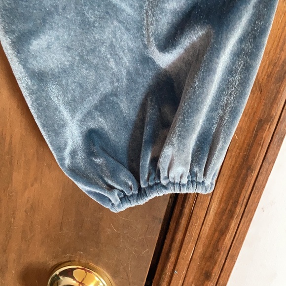 Offer $20 LC Lauren Conrad smocked flounce hem velvet dress duller blue size L - Picture 9 of 17